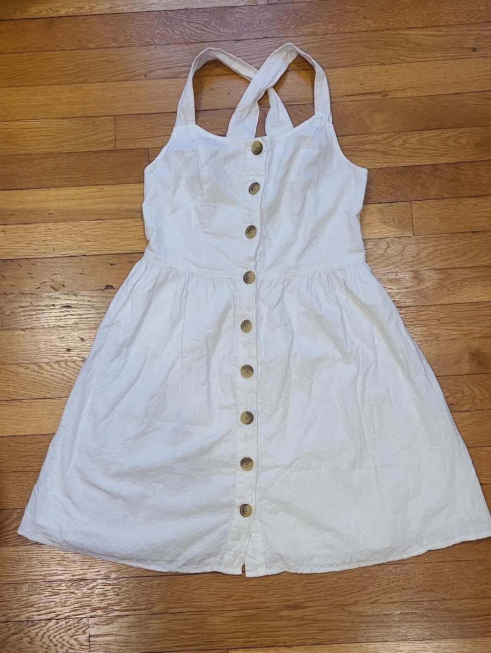 SO White Eyelet Summer Dress with Buttons